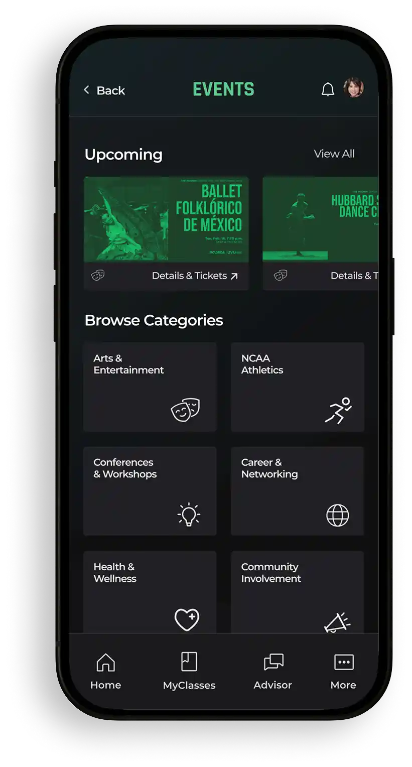 Dark events page